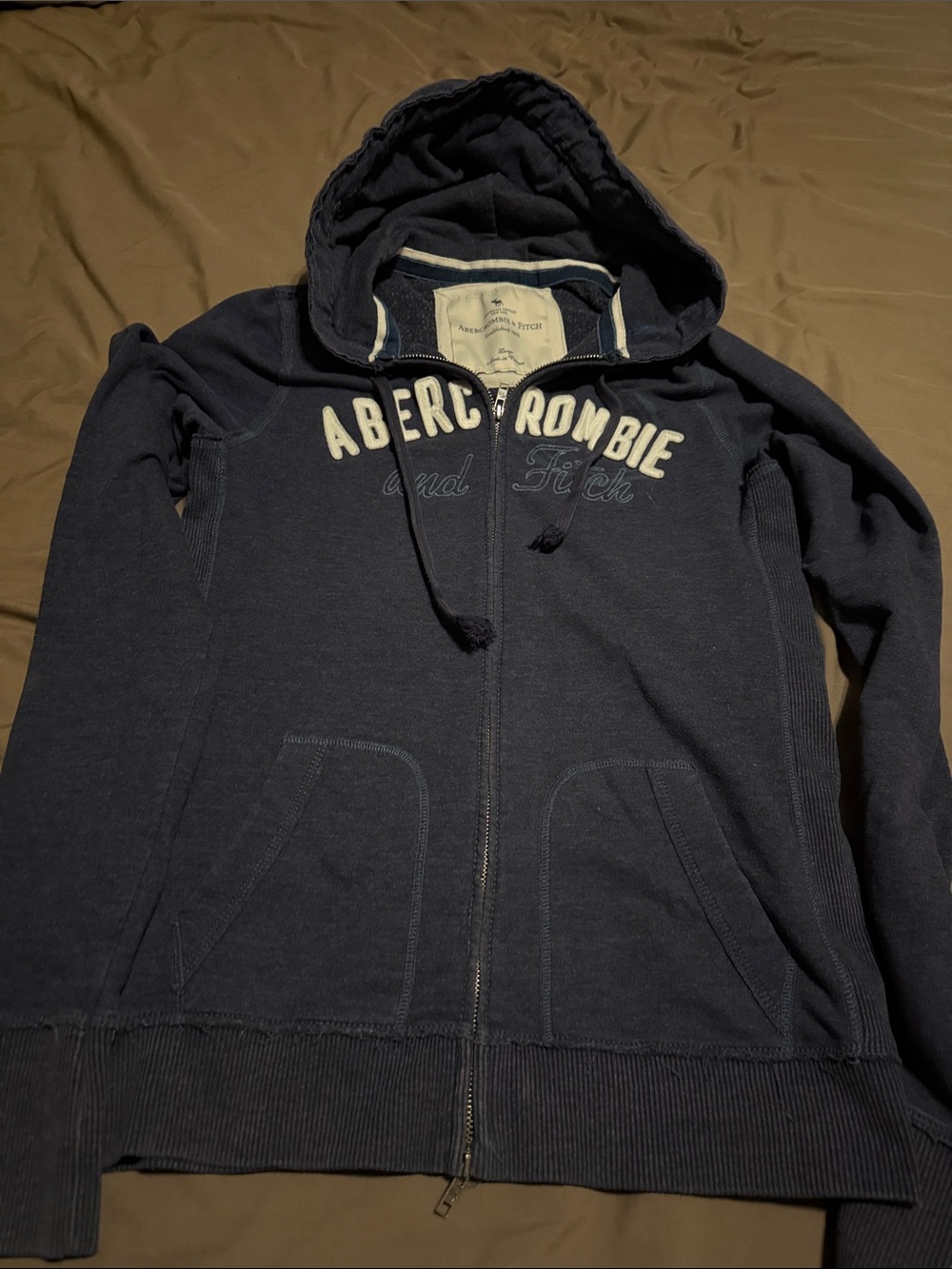 Abercrombie & Fitch Dark Navy Full-Zip Hooded Sweater